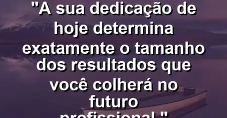 “A sua dedicação de hoje determina exatamente o tamanho dos resultados que você colherá no futuro profissional.”