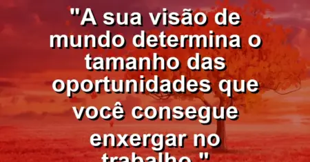 “A sua visão de mundo determina o tamanho das oportunidades que você consegue enxergar no trabalho.”