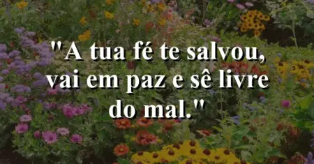 “A tua fé te salvou, vai em paz e sê livre do mal.”
