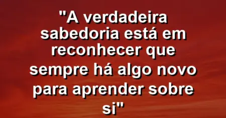 “A verdadeira sabedoria está em reconhecer que sempre há algo novo para aprender sobre si”
