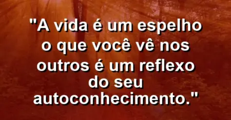 A vida é um espelho: o que você vê nos outros é um reflexo do seu autoconhecimento.