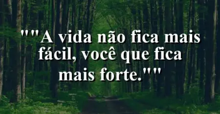 “A vida não fica mais fácil, você que fica mais forte.”