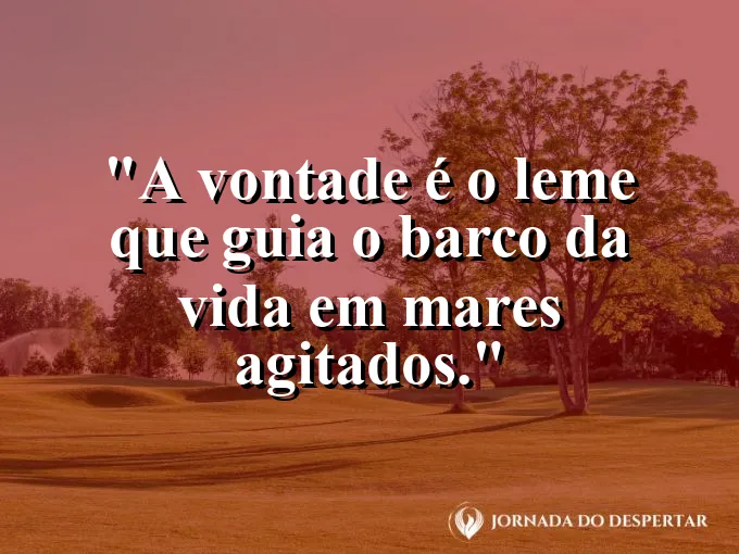 Leme de um navio antigo com frase sobre guiar a própria vida.