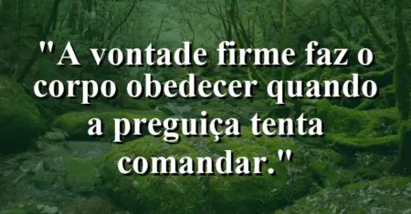 “A vontade firme faz o corpo obedecer quando a preguiça tenta comandar.”