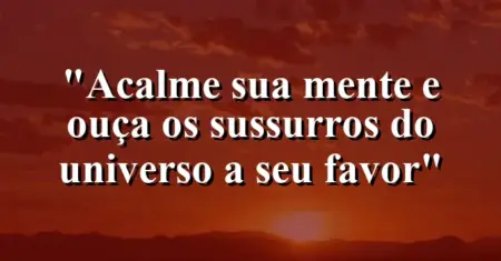 “Acalme sua mente e ouça os sussurros do universo a seu favor”