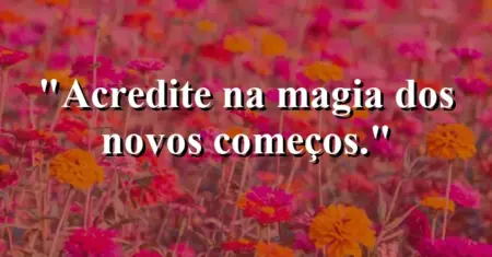 Acredite na magia dos novos começos.