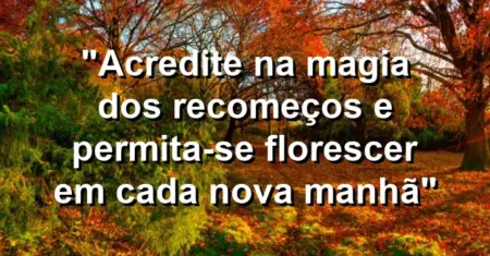 “Acredite na magia dos recomeços e permita-se florescer em cada nova manhã”