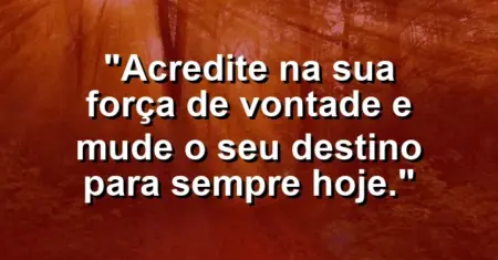“Acredite na sua força de vontade e mude o seu destino para sempre hoje.”
