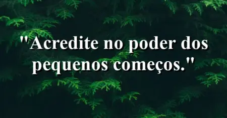 Acredite no poder dos pequenos começos.