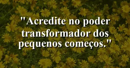 Acredite no poder transformador dos pequenos começos.