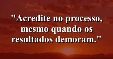 Acredite no processo, mesmo quando os resultados demoram.