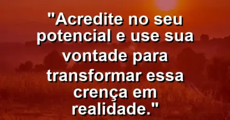 “Acredite no seu potencial e use sua vontade para transformar essa crença em realidade.”