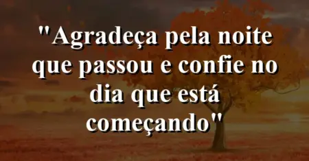 “Agradeça pela noite que passou e confie no dia que está começando”