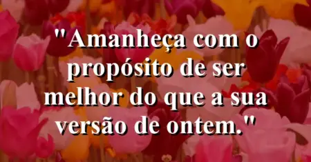 “Amanheça com o propósito de ser melhor do que a sua versão de ontem.”