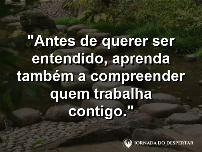 Imagem com frase sobre empatia e compreensão profissional.