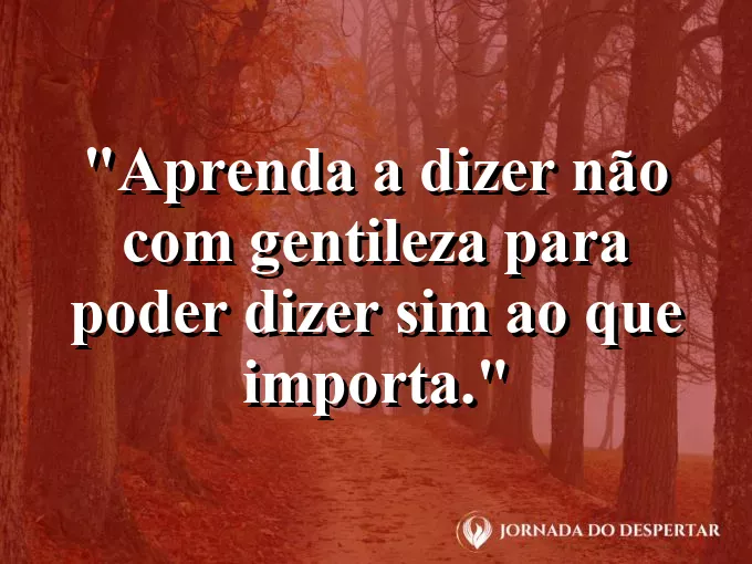 Frase sobre prioridades: Aprenda a dizer não com gentileza para poder dizer sim ao que importa.