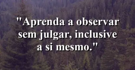 Aprenda a observar sem julgar, inclusive a si mesmo.