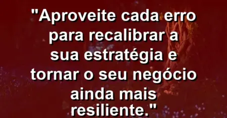 “Aproveite cada erro para recalibrar a sua estratégia e tornar o seu negócio ainda mais resiliente.”