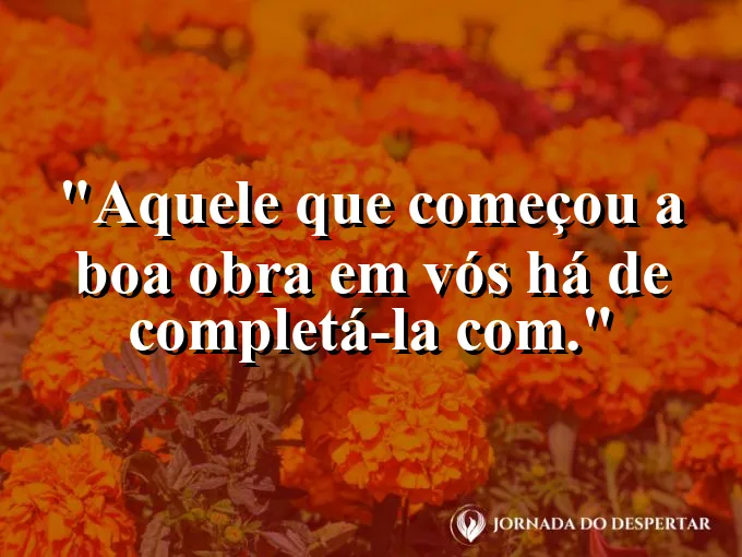 Escultor trabalhando em uma peça de mármore com frase sobre obra completa de Deus hoje.