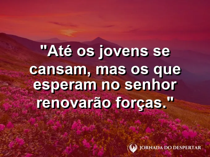 Atleta descansando e olhando para o céu com frase sobre a renovação das forças no Senhor.