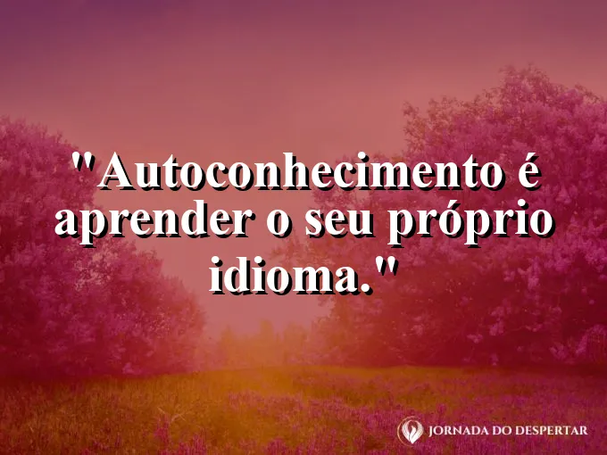 Frase sobre autoconhecimento e autoestima: Autoconhecimento é aprender o seu próprio idioma.