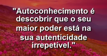 Autoconhecimento é descobrir que o seu maior poder está na sua autenticidade irrepetível.