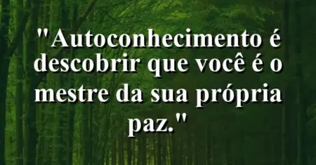 Autoconhecimento é descobrir que você é o mestre da sua própria paz.