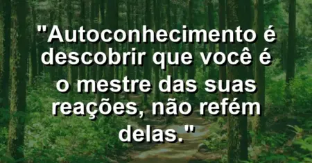 Autoconhecimento é descobrir que você é o mestre das suas reações, não refém delas.