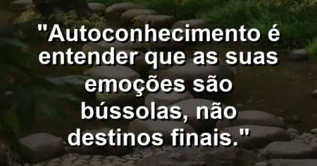 Autoconhecimento é entender que as suas emoções são bússolas, não destinos finais.