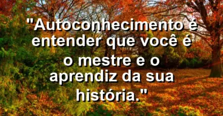 Autoconhecimento é entender que você é o mestre e o aprendiz da sua história.