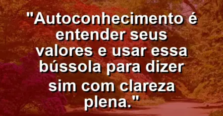 Autoconhecimento é entender seus valores e usar essa bússola para dizer sim com clareza plena.