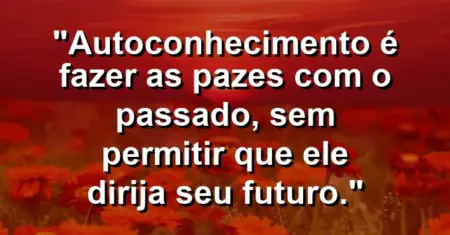 Autoconhecimento é fazer as pazes com o passado, sem permitir que ele dirija seu futuro.