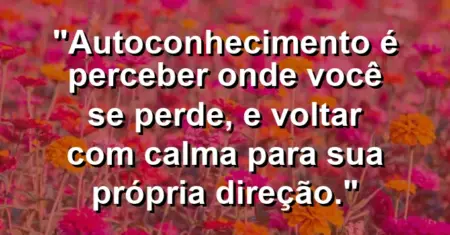 Autoconhecimento é perceber onde você se perde, e voltar com calma para sua própria direção.