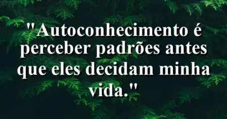 “Autoconhecimento é perceber padrões antes que eles decidam minha vida.”