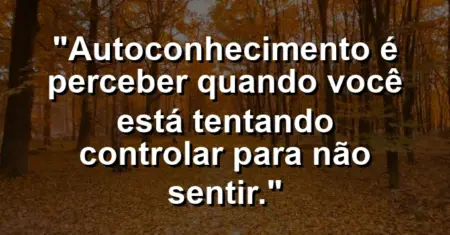 Autoconhecimento é perceber quando você está tentando controlar para não sentir.