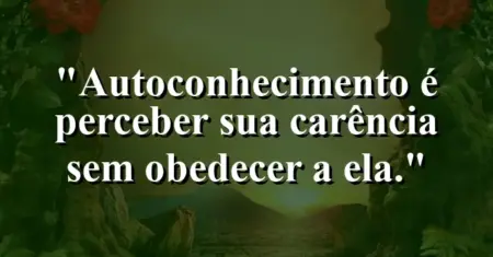 Autoconhecimento é perceber sua carência sem obedecer a ela.