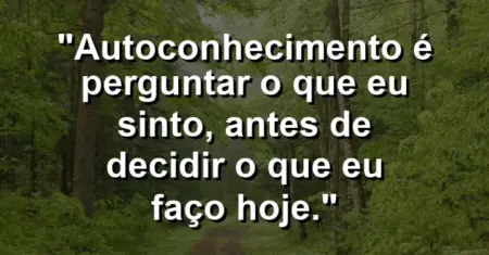 Autoconhecimento é perguntar o que eu sinto, antes de decidir o que eu faço hoje.
