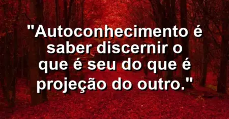 Autoconhecimento é saber discernir o que é seu do que é projeção do outro.