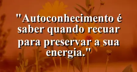 Autoconhecimento é saber quando recuar para preservar a sua energia.