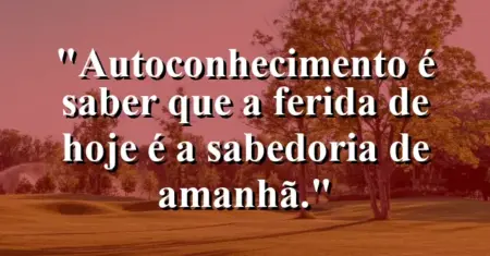 Autoconhecimento é saber que a ferida de hoje é a sabedoria de amanhã.