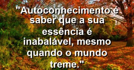 Autoconhecimento é saber que a sua essência é inabalável, mesmo quando o mundo treme.