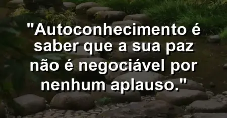 Autoconhecimento é saber que a sua paz não é negociável por nenhum aplauso.