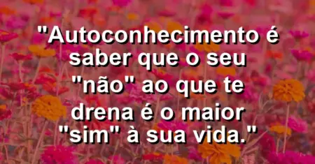 Autoconhecimento é saber que o seu “não” ao que te drena é o maior “sim” à sua vida.