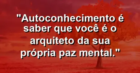 Autoconhecimento é saber que você é o arquiteto da sua própria paz mental.
