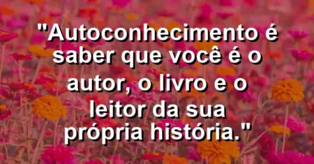 Autoconhecimento é saber que você é o autor, o livro e o leitor da sua própria história.