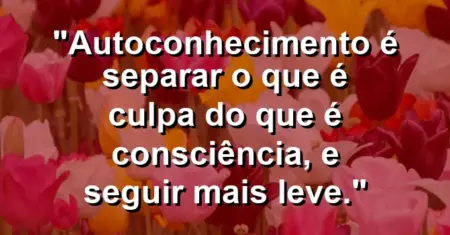 Autoconhecimento é separar o que é culpa do que é consciência, e seguir mais leve.