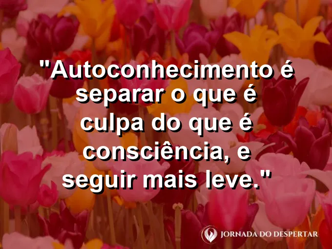 Frase sobre autoconhecimento e autoestima: Autoconhecimento é separar o que é culpa do que é consciência, e seguir mais leve.