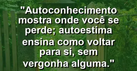 Autoconhecimento mostra onde você se perde; autoestima ensina como voltar para si, sem vergonha alguma.