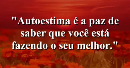Autoestima é a paz de saber que você está fazendo o seu melhor.