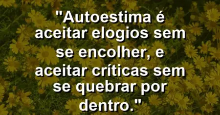 Autoestima é aceitar elogios sem se encolher, e aceitar críticas sem se quebrar por dentro.